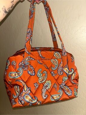 Vera Bradley Quilted Paisley Tote Bag in Vibrant Orange